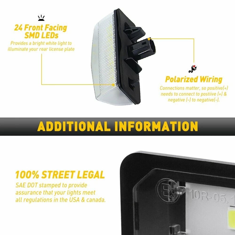 LED License Plate Light Pair Rear Tag Lamp Assembly For Bright Visibility 7