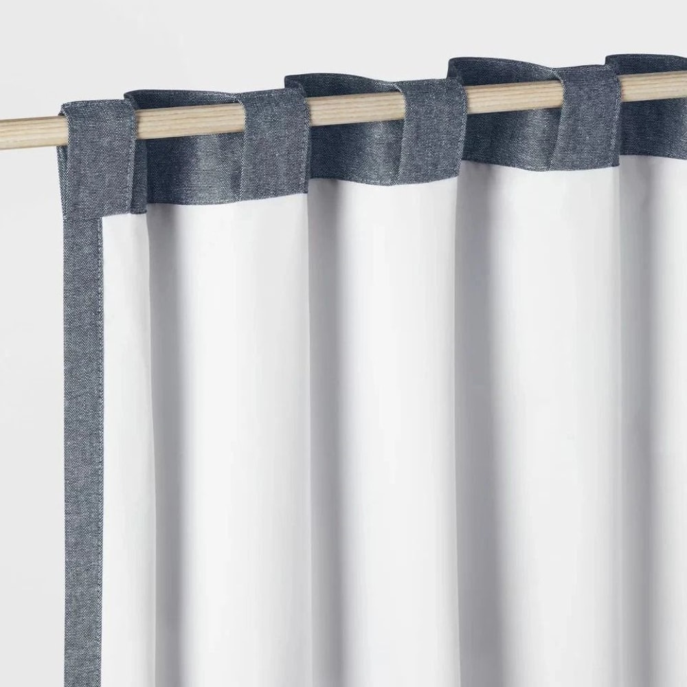 Blackout Chambray Cotton Kids Curtain Panel Navy Noise Reduction UV Protection Pillowfort 2