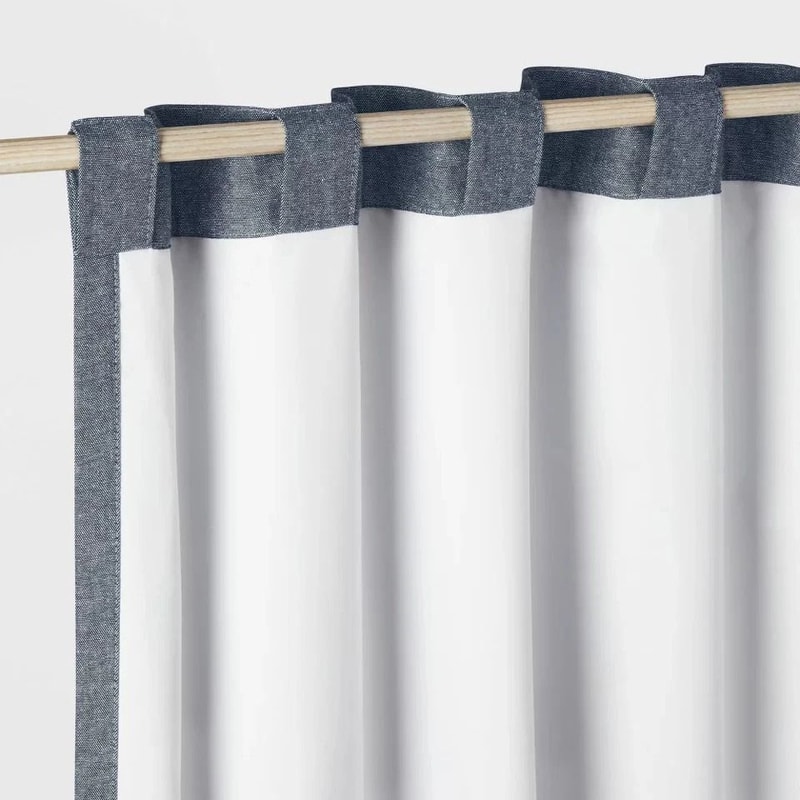 Blackout Chambray Cotton Kids Curtain Panel Navy Noise Reduction UV Protection Pillowfort 2