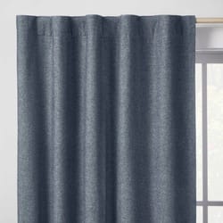 blackout chambray cotton kids' curtain panel, navy, noise reduction, uv protection - pillowfort