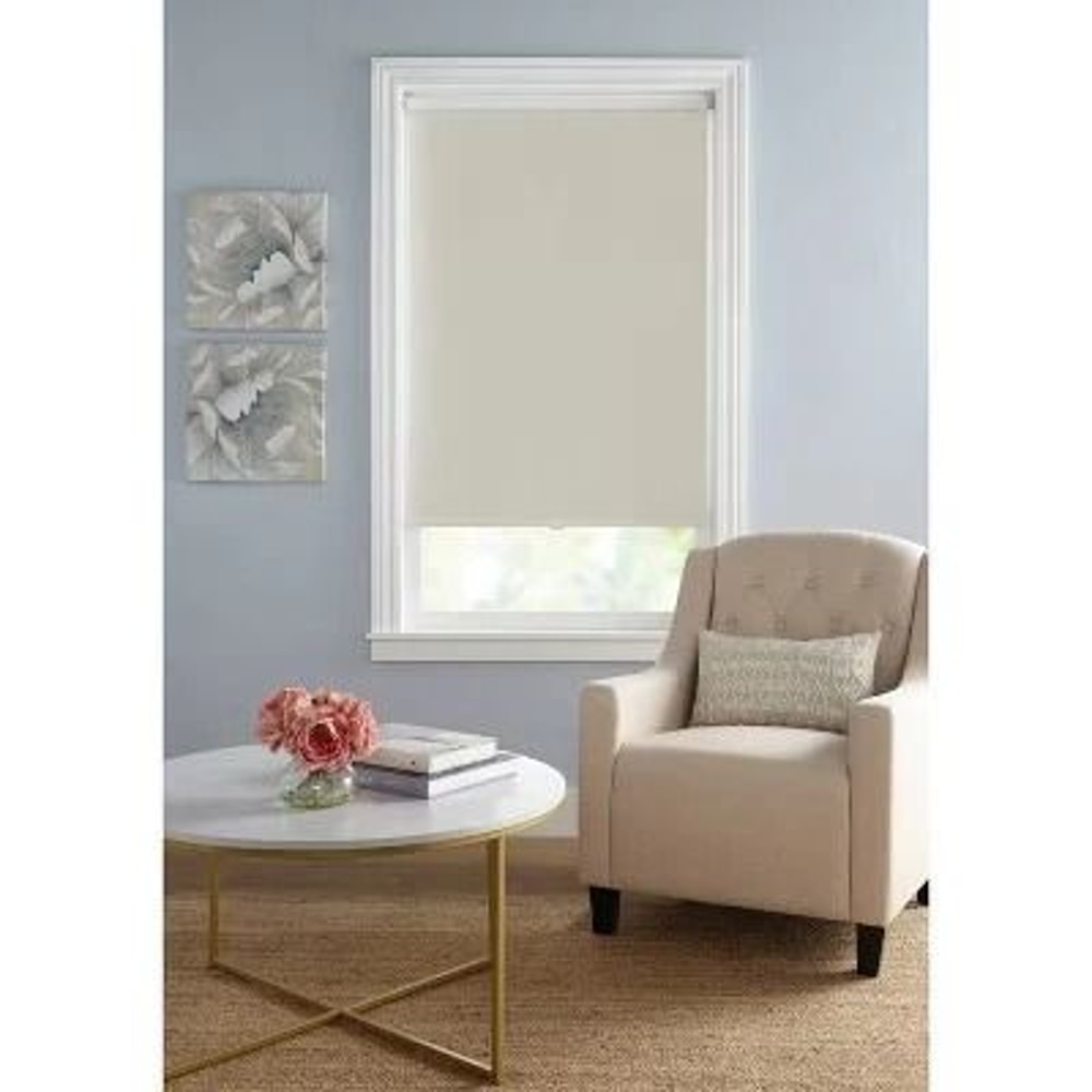 Gray Blackout Roller Window Shade With Slow Release System Cordless Light Blocking Fabric 3