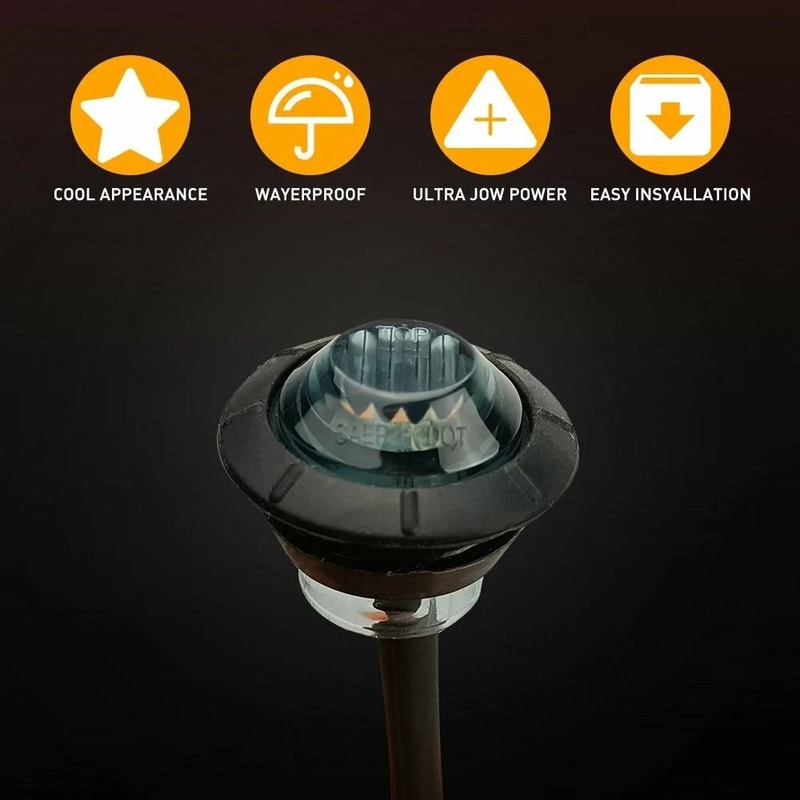 Round LED Side Marker Lights AmberYellow Truck Trailer Bullet Light Durable PC Lens And Silicone Ba 7