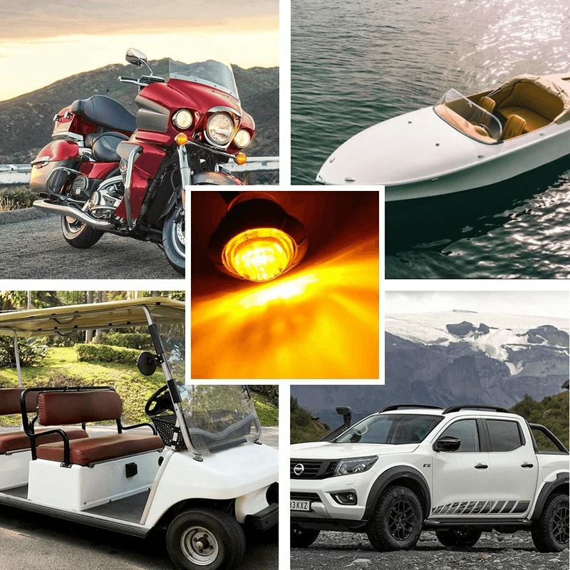 Round LED Side Marker Lights AmberYellow Truck Trailer Bullet Light Durable PC Lens And Silicone Ba 3