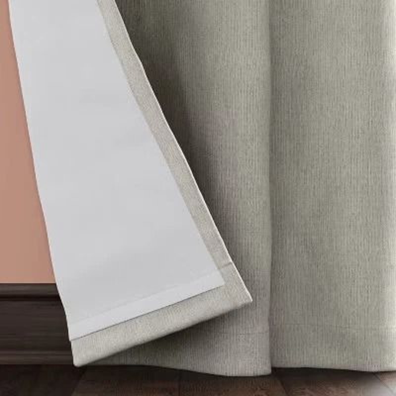 Threshold Blackout Corded Ribbed Curtain Panel Gray Panel Sustainable Polyester For Light Blocking 1