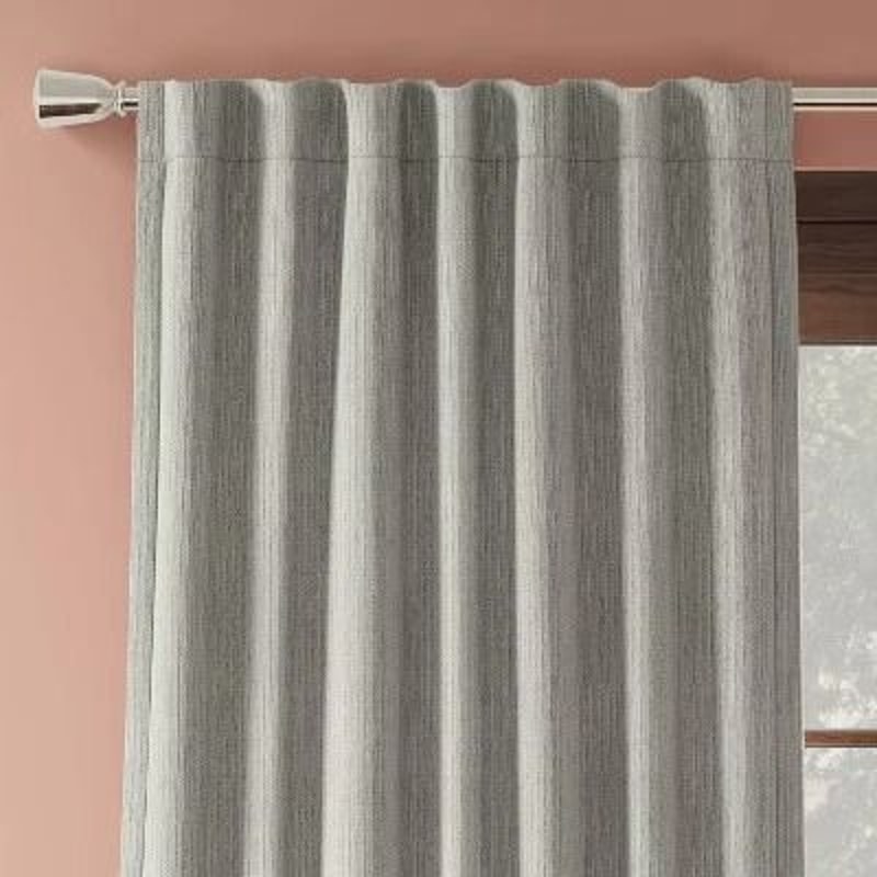 Threshold Blackout Corded Ribbed Curtain Panel Gray Panel Sustainable Polyester For Light Blocking 3