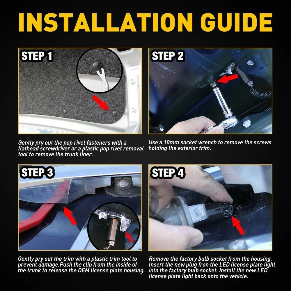 Rear Full LED Number License Plate Light Waterproof White Lamp High Brightness For Auto 8