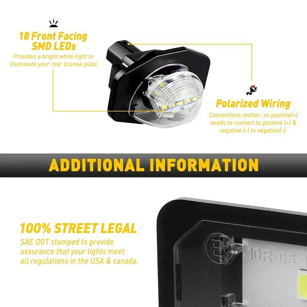 Rear Full LED Number License Plate Light Waterproof White Lamp High Brightness For Auto 6