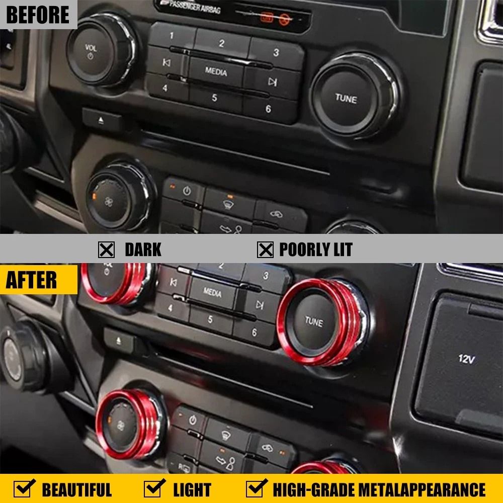 Audio Switch Knob Ring Cover Silver Air Conditioner Trim HighQuality Aluminum Alloy Accessory 8