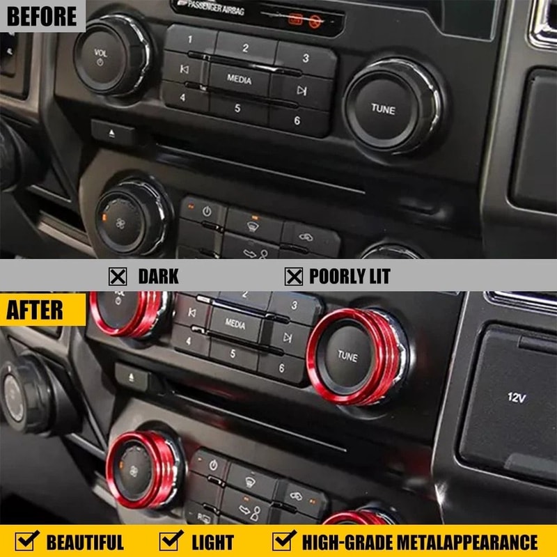 Audio Switch Knob Ring Cover Silver Air Conditioner Trim HighQuality Aluminum Alloy Accessory 8