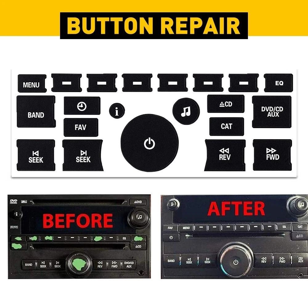 Radio Button Decals Vinyl Stickers For Radio Control Button Repair Black Set 1