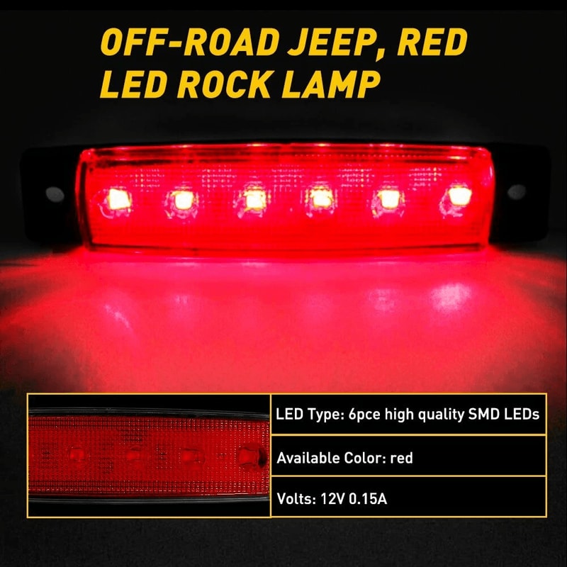 Rock Lights Underbody Light Red Pod LED Pack Durable Waterproof Marker Pods 5