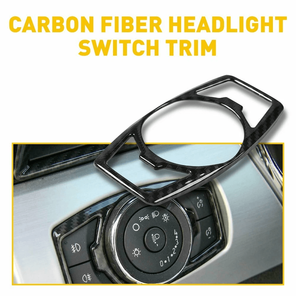 Head Light Switch Carbon Fiber Black Button Cover ABS Interior Trim Protector 1