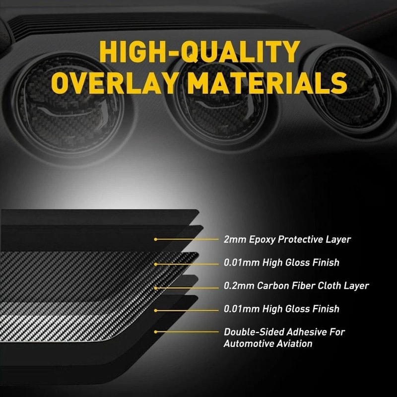 Head Light Switch Carbon Fiber Black Button Cover ABS Interior Trim Protector 3