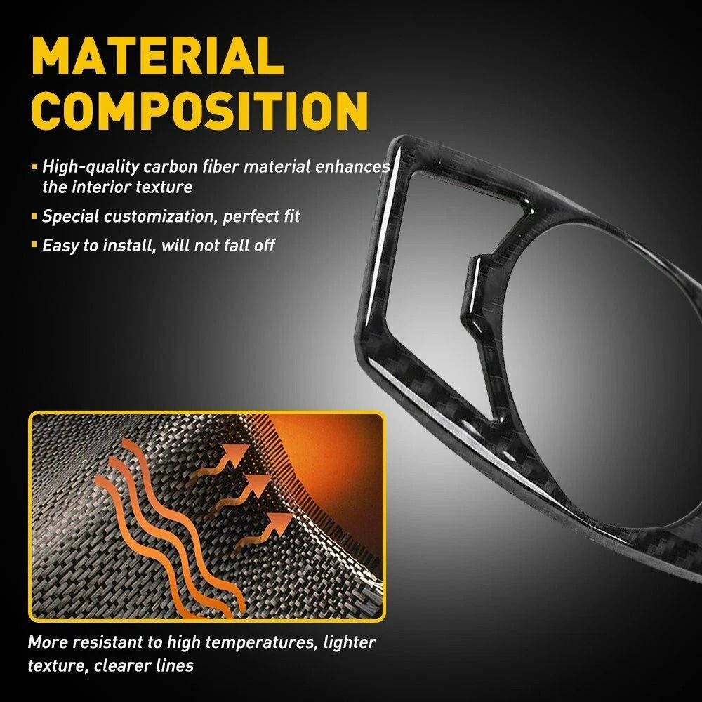 Head Light Switch Carbon Fiber Black Button Cover ABS Interior Trim Protector 4