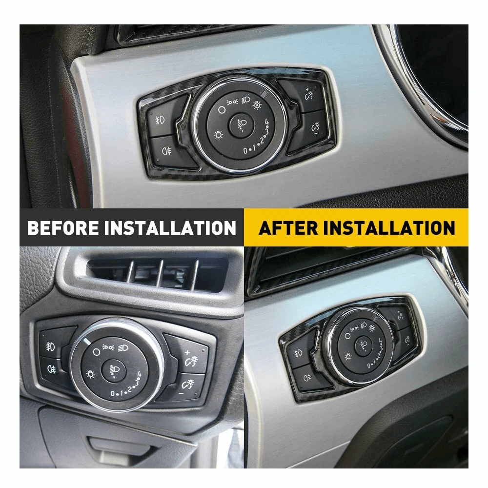 Head Light Switch Carbon Fiber Black Button Cover ABS Interior Trim Protector 5