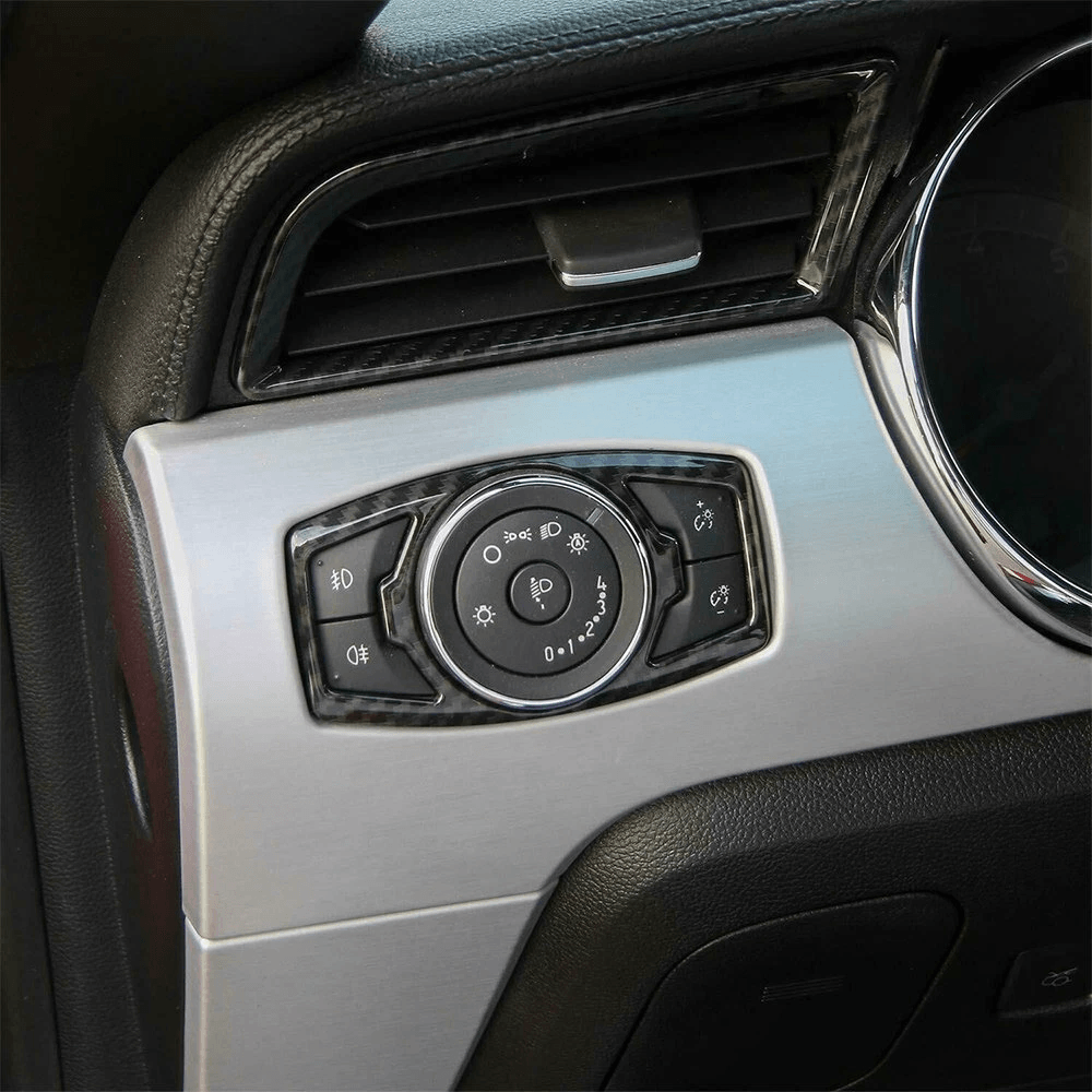 Head Light Switch Carbon Fiber Black Button Cover ABS Interior Trim Protector 0