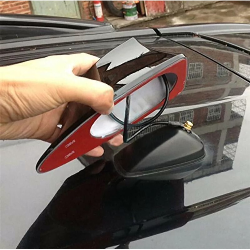 Roof Antenna Radio Upgrade BLACK Shark Fin Car FMAM Signal Aerial Accessories No Drill Install 1