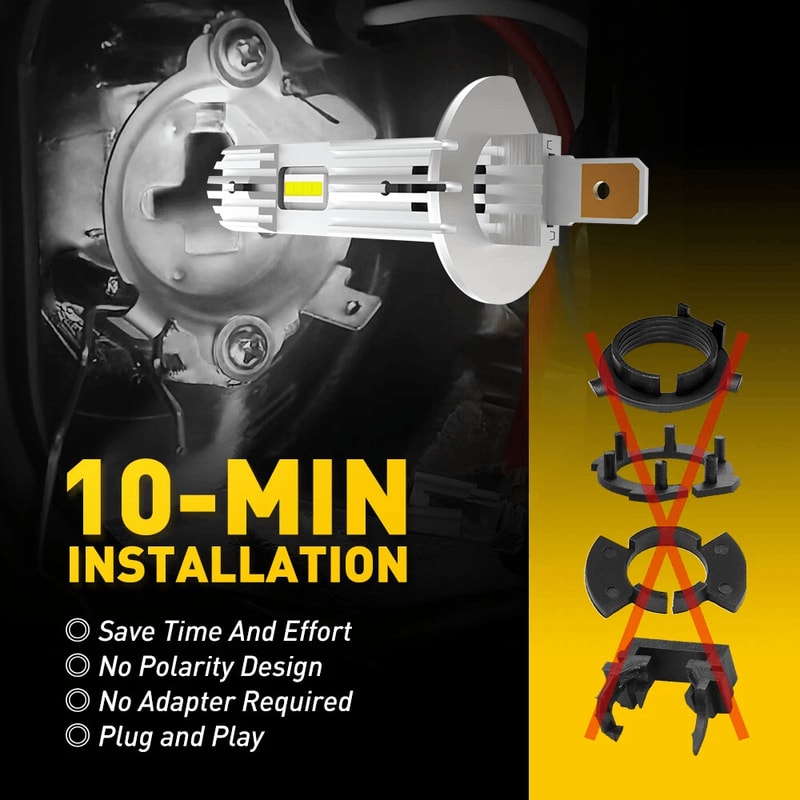 Bulb Conversion Kit White LED Headlight Low Beam 6500K Bright White Halogen Replacement Stable Outp 6