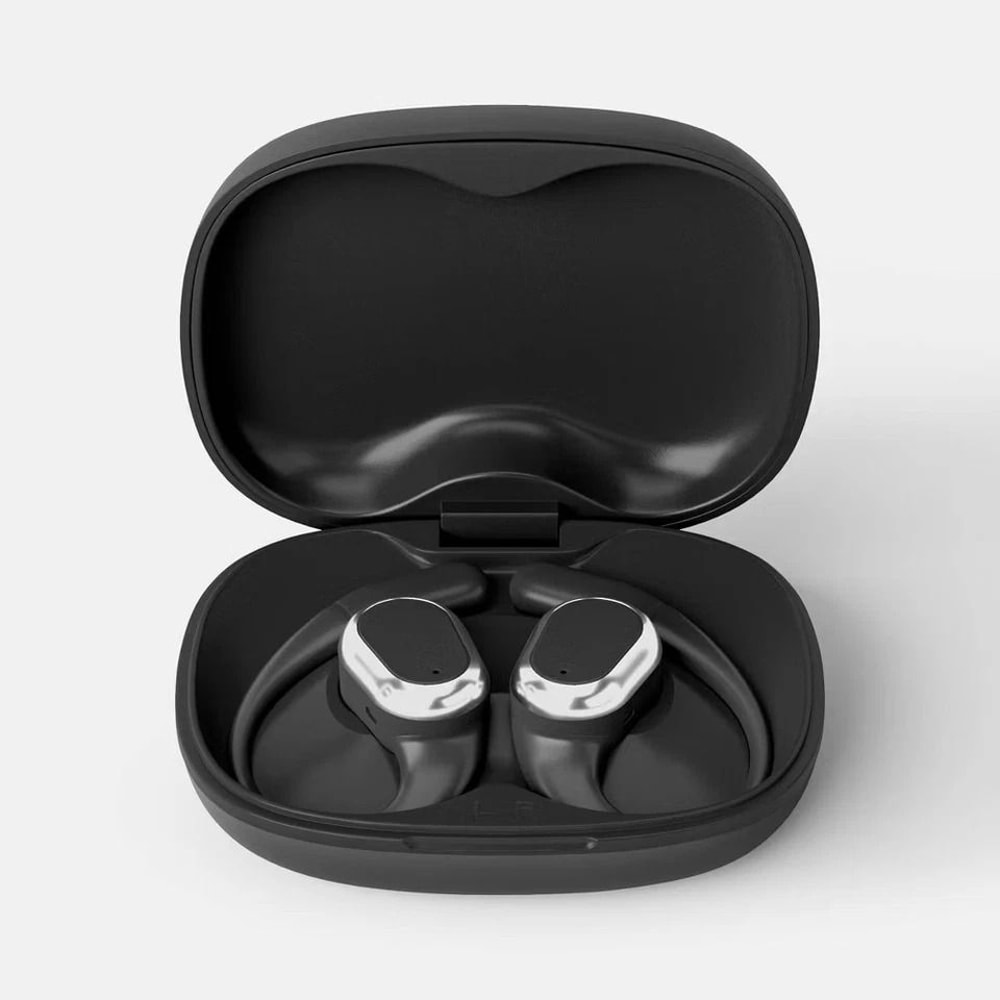 True Wireless Open Ear Sport Headphones Black WaterResistant Design Noise Canceling Clear Calls Mic 2