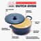 Oxford Blue Cast Enamel Dutch Oven Enameled Cast Iron Self Basting Lid Induction Safe Cooker 4