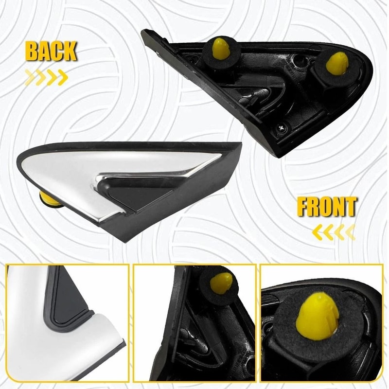 Mirror Triangle Trim Genuine Fender Pillar Trim Molding LEFT Garnish Delta Chrome Black Molding Cov 4