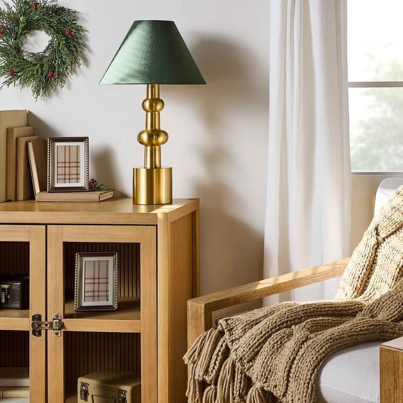 Hearth And Hand Vintage Brass With Green Shade Table Lamp Magnolia Inspired Nightstand Lamp 2