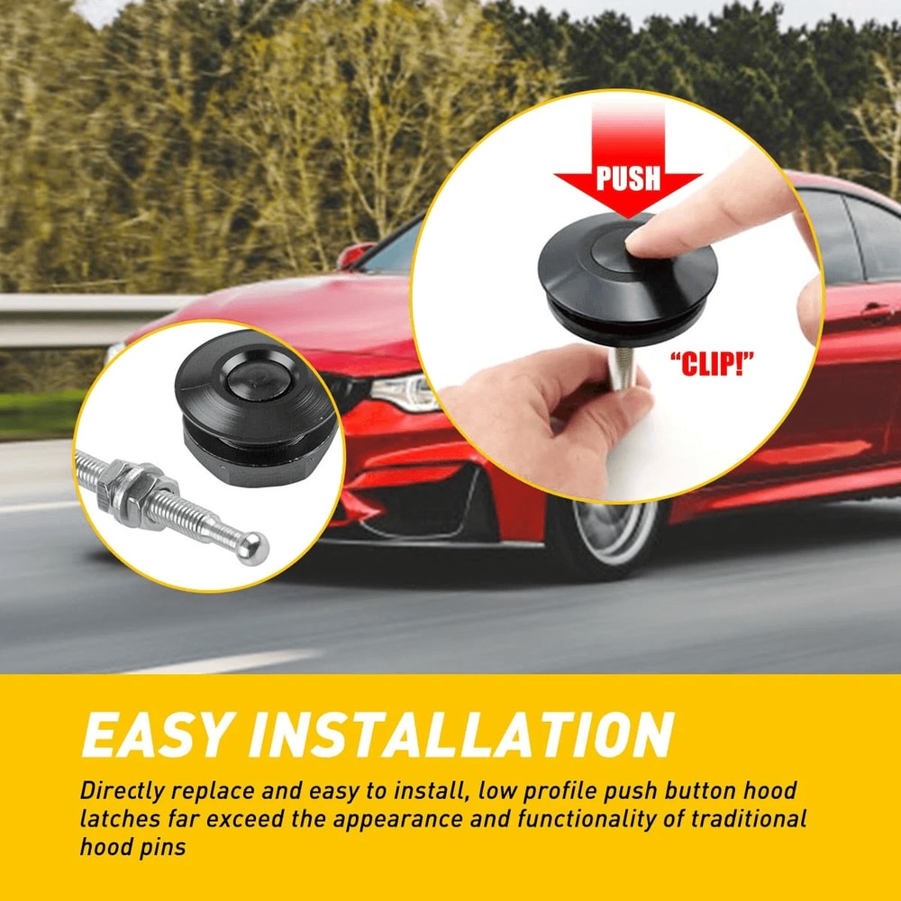 Quick Release Hood Universal Push Button Car Bumper Latch Bonnet Pins Lock Clip 4