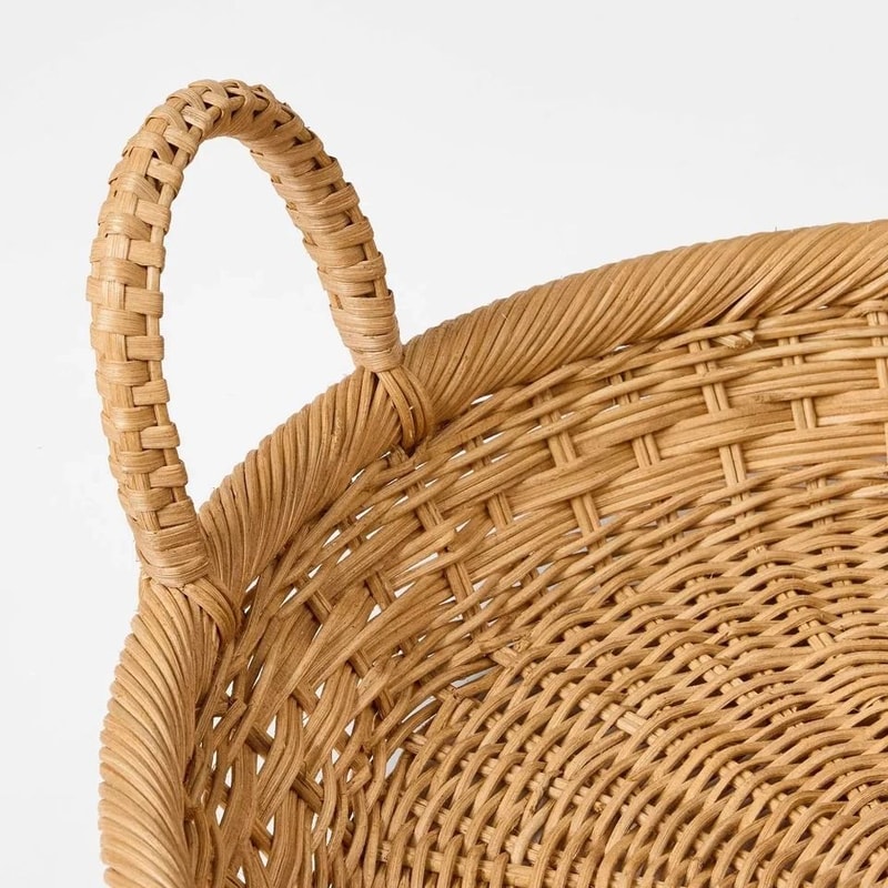 Threshold Designed Round Tapered Tray Woven Rattan Decorative Tray Raised Sides 3