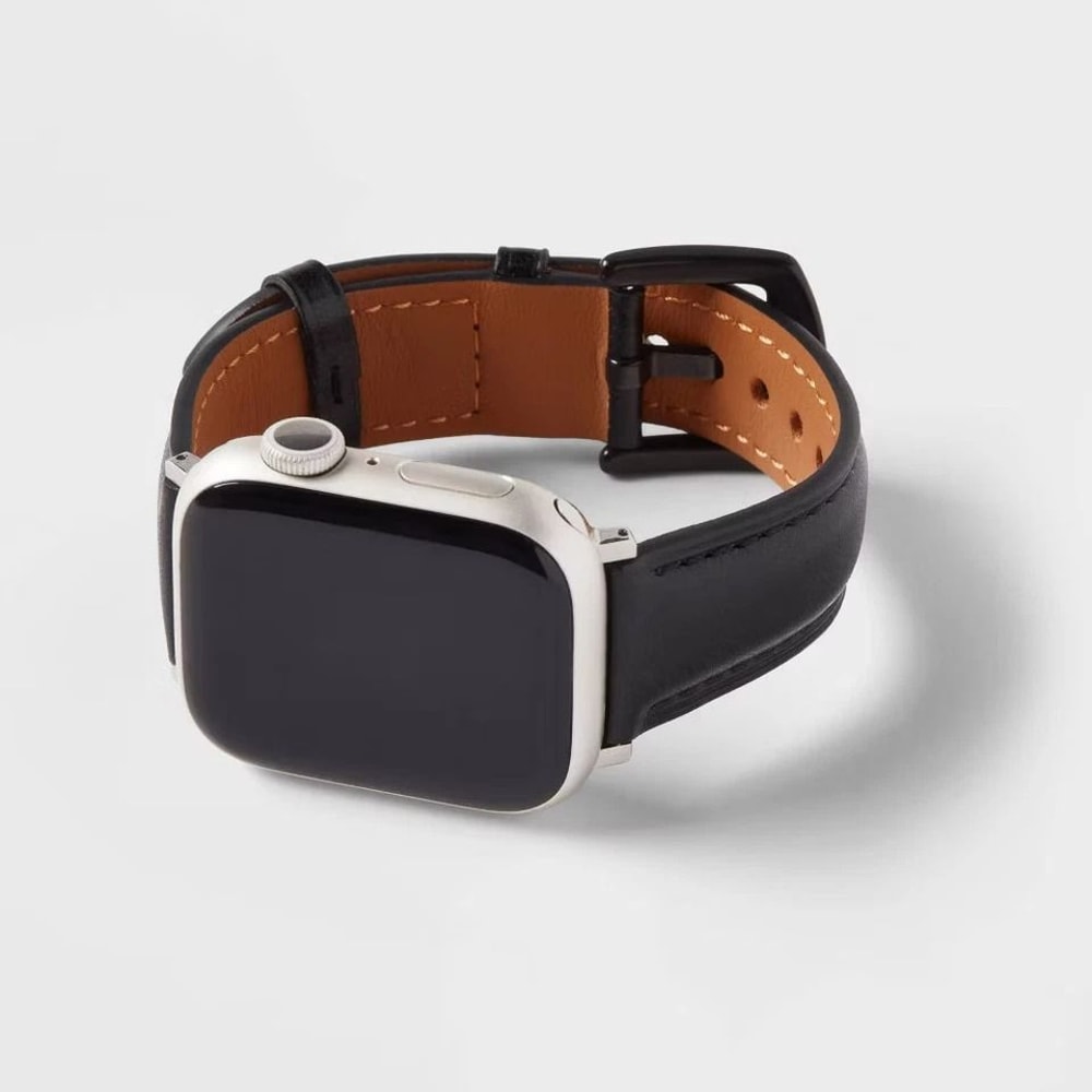 Black Watch Faux Leather Band Slim Minimalist Strap With Buckle Closure Comfortable Daily Use 1