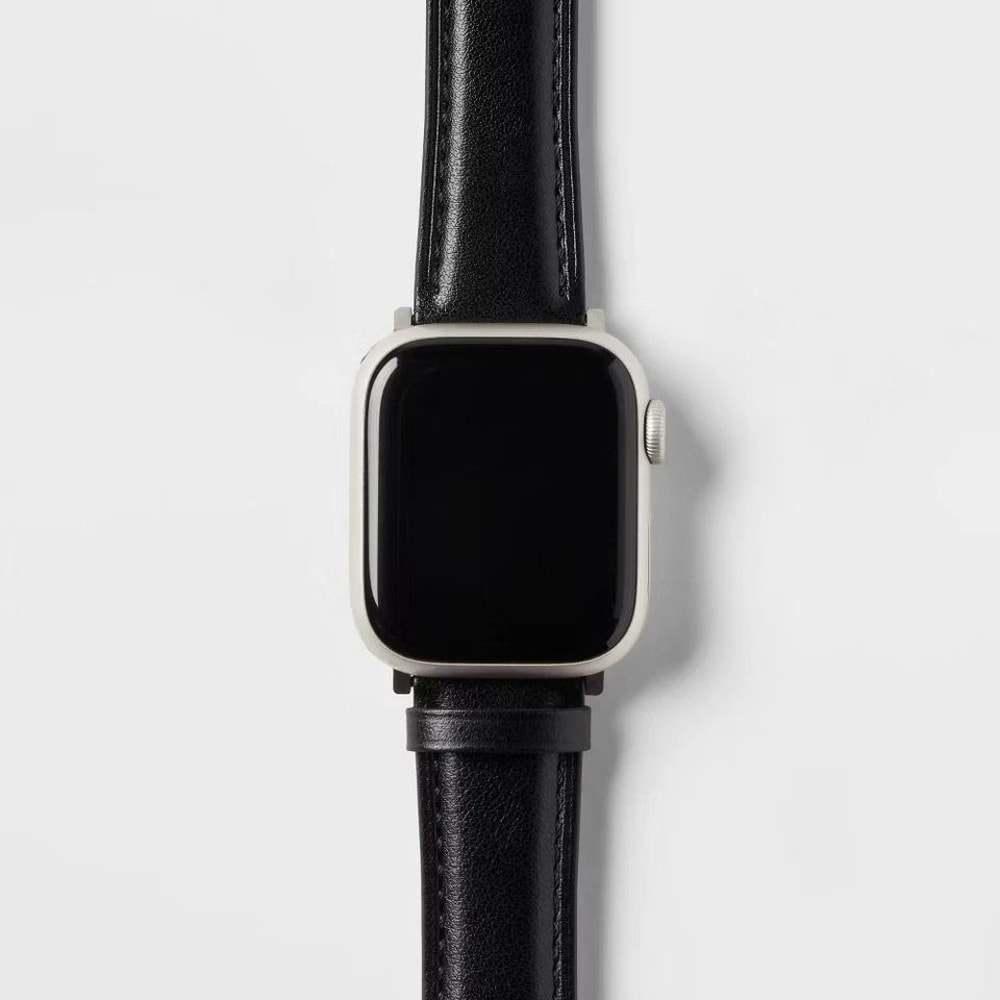 Black Watch Faux Leather Band Slim Minimalist Strap With Buckle Closure Comfortable Daily Use 2