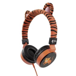 planet buddie s tiger furry wired headphones , child safe, adjustable plus, dual sharing port