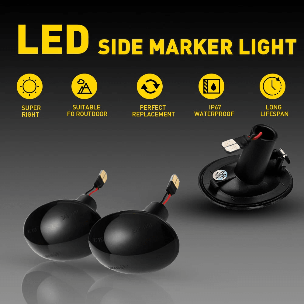 Light Flowing Turn Signal LED Side Marker Lamp Set Smoked Shell Side Indicator Error Free Resistor 8
