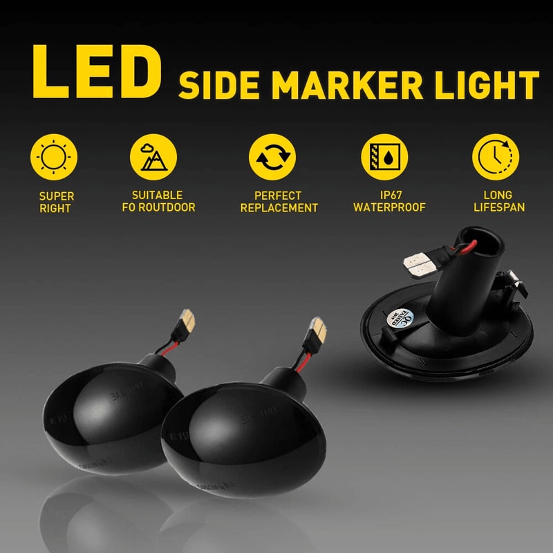 Light Flowing Turn Signal LED Side Marker Lamp Set Smoked Shell Side Indicator Error Free Resistor 8
