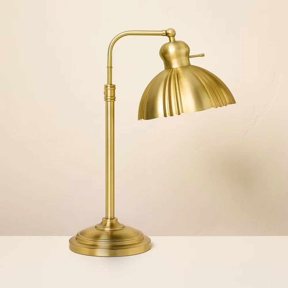 Hearth And Hand With Magnolia Fluted Scallop Brass Table Lamp Iron Body 0