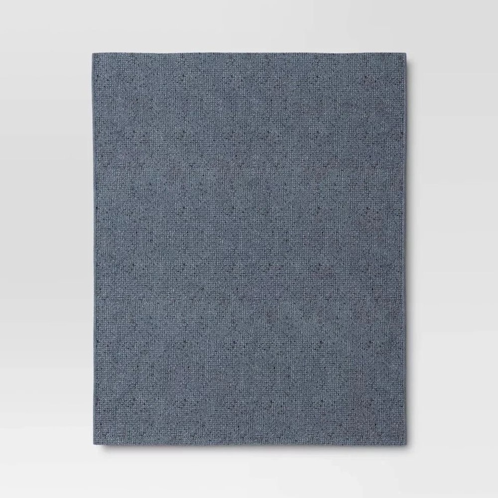 Threshold Marled Knit Throw Blue Soft Midweight Knit Throw Blanket Knotted Edges Machine Washable 3