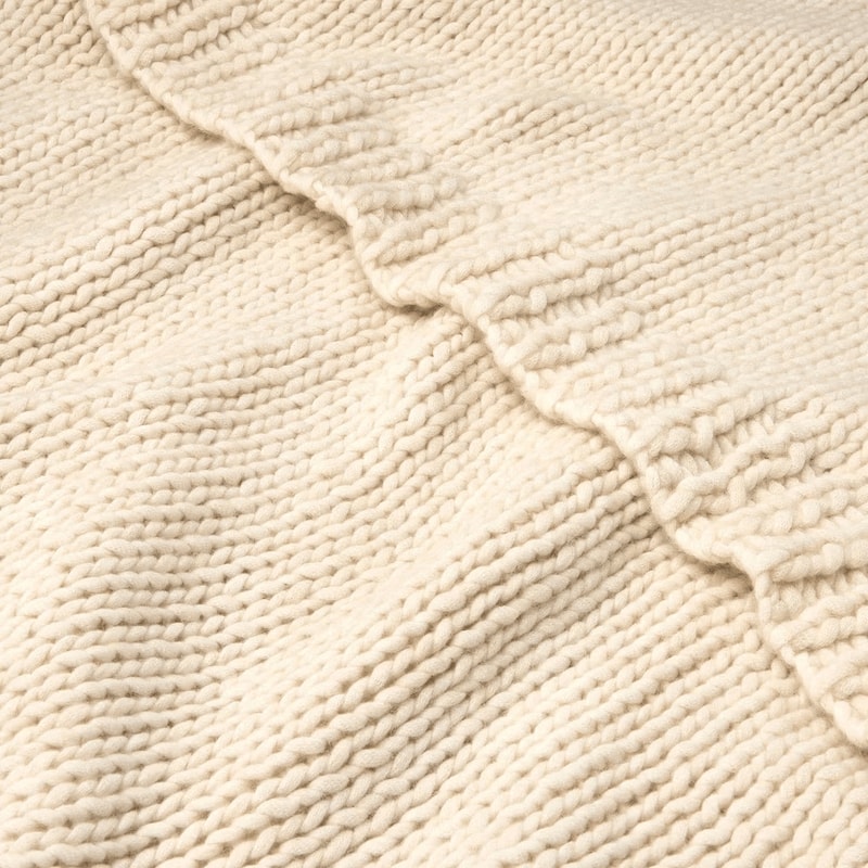 Throw Blanket Cream Chunky Knit Bordered Cozy Blanket Hearth And Hand With Magnolia Ribbed Trim Sof 1