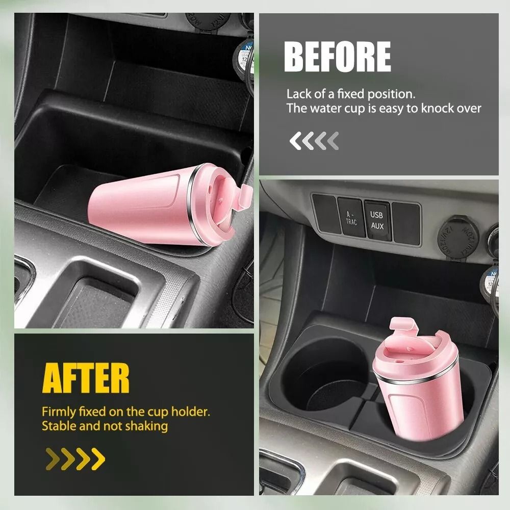 Car Black Cup Holder Inserts Replacement Easy Fit Prevents Liquid Spills And Mess 4