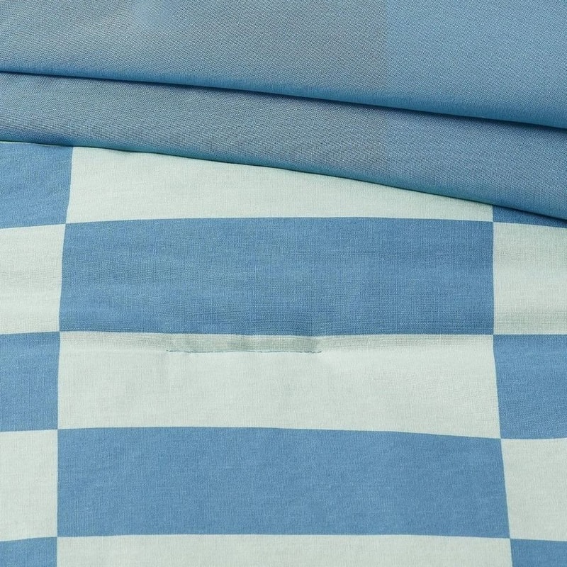 Toddler Kids Pillowfort Comforter Cotton Shell Checkered Print Cozy Bedding For YearRound Use 3