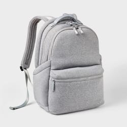 all in motion faux neoprene backpack heather gray, laptop pocket, water repellent, school travel bag