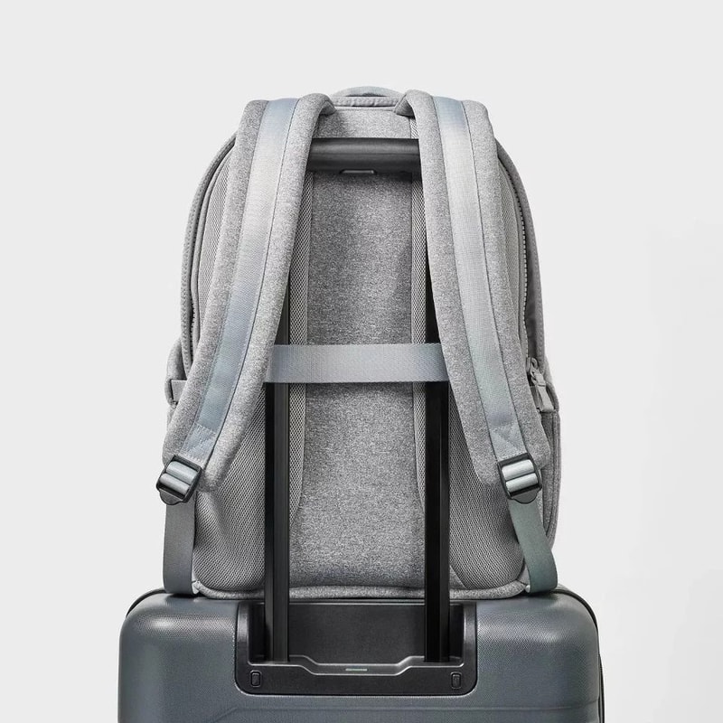 All In Motion Faux Neoprene Backpack Heather Gray Laptop Pocket Water Repellent School Travel Bag 1