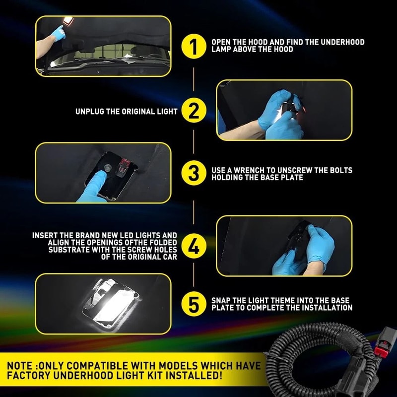 LED Courtesy Light W Wiring Harness Underhood Installation Energy Saving Durable LED Lighting 1