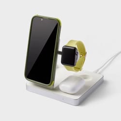 white charger for iphone, airpod and watch, magsafe compatible, fast wireless charging station