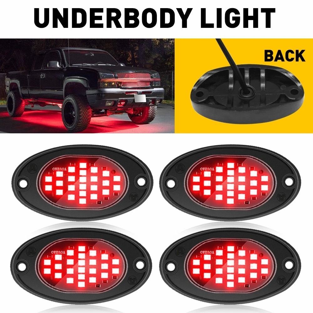 Offroad Underglow Red LED Rock Lights Neon Lights For Cars Trucks Jeeps 1