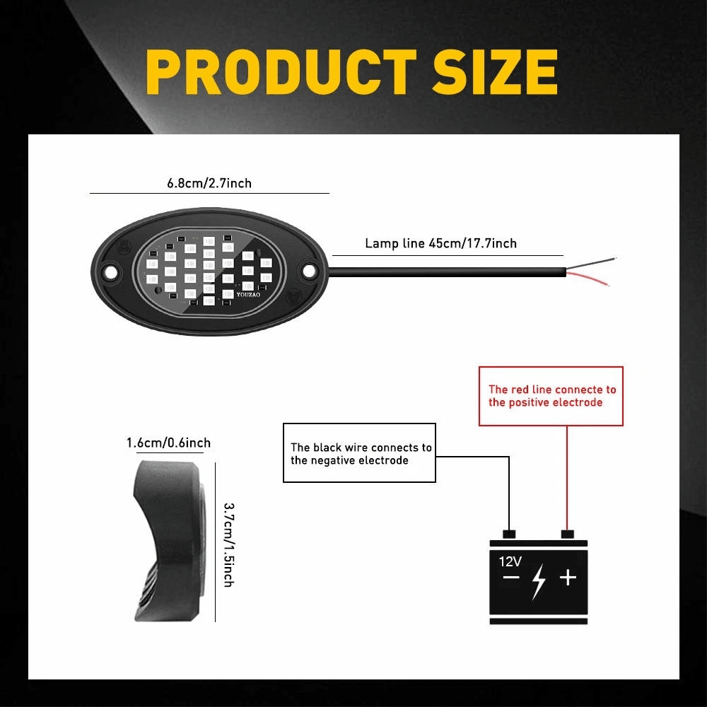 Offroad Underglow Red LED Rock Lights Neon Lights For Cars Trucks Jeeps 3