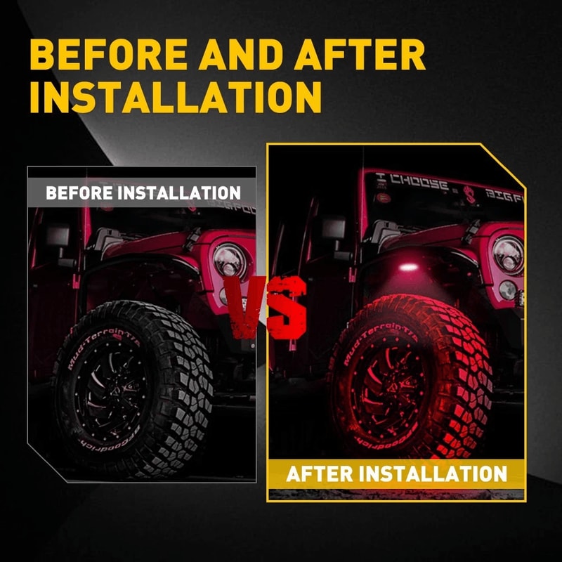 Offroad Underglow Red LED Rock Lights Neon Lights For Cars Trucks Jeeps 4
