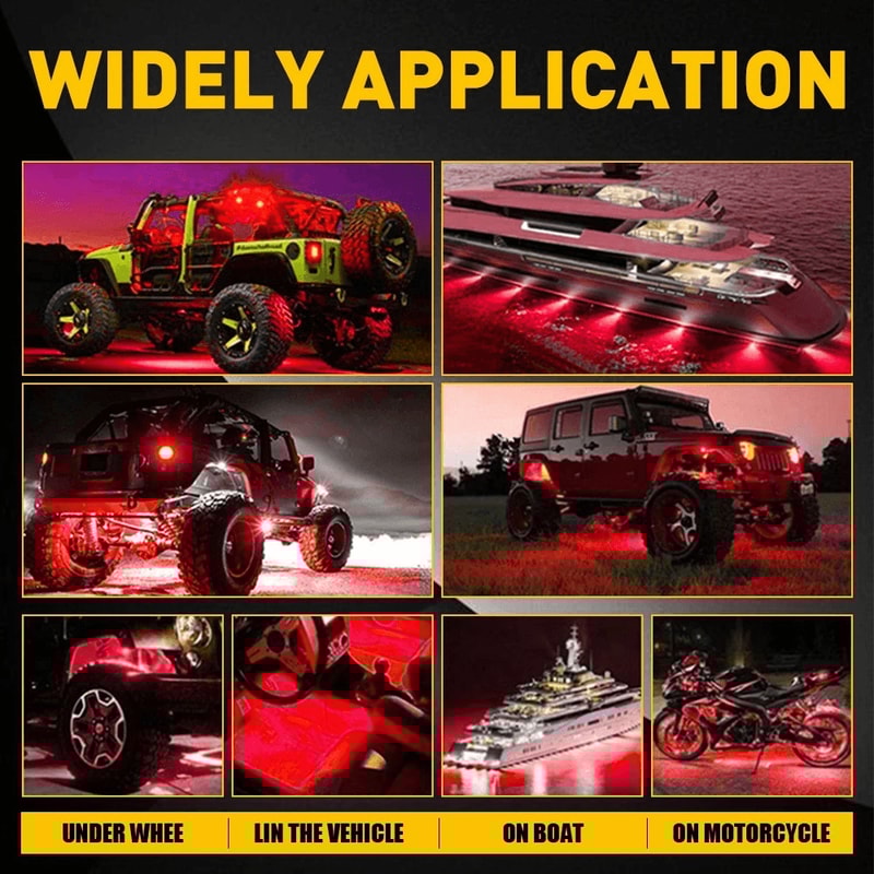 Offroad Underglow Red LED Rock Lights Neon Lights For Cars Trucks Jeeps 6