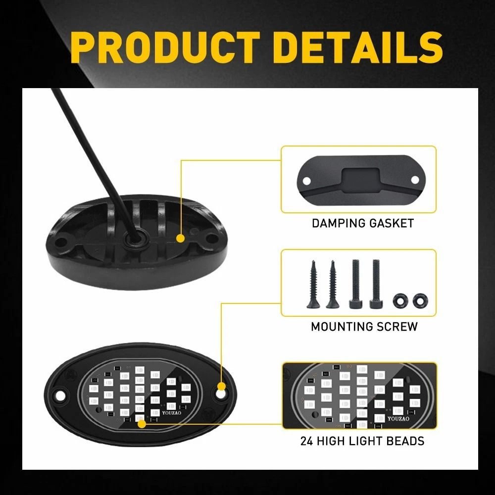 Offroad Underglow Red LED Rock Lights Neon Lights For Cars Trucks Jeeps 9