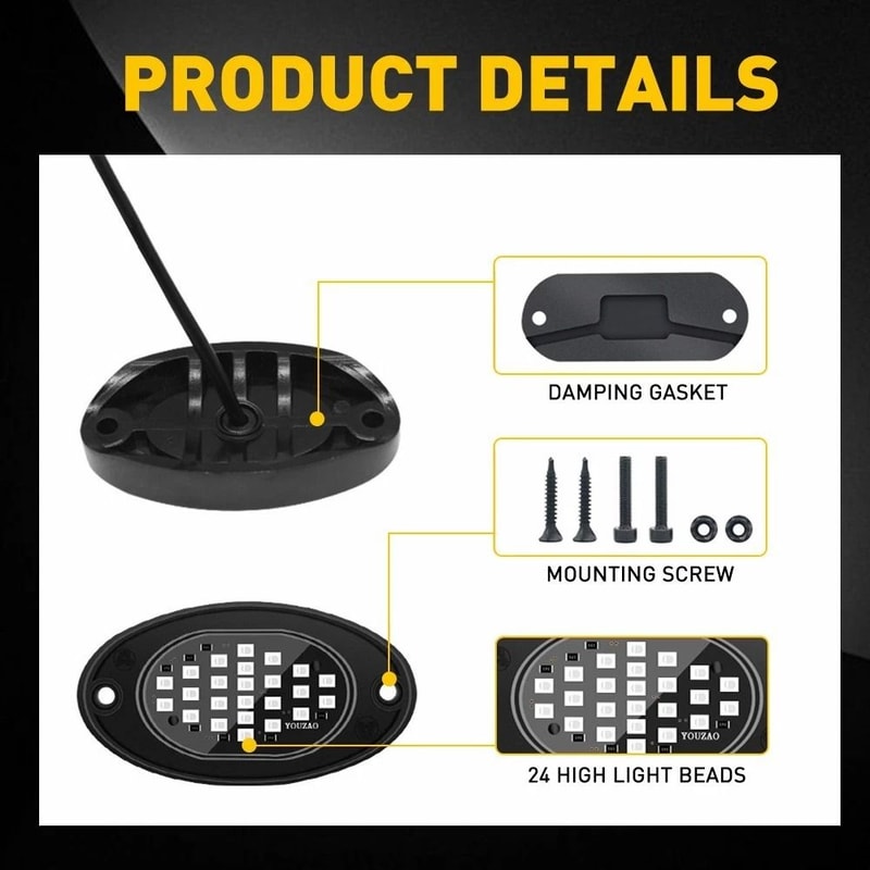 Offroad Underglow Red LED Rock Lights Neon Lights For Cars Trucks Jeeps 9