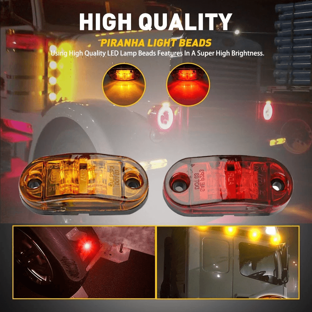 LED Bullet Pickup Side Marker Lights Round Truck Trailer Amber Red E 4