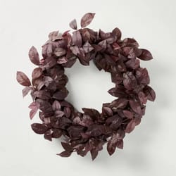 hearth and hand with magnolia black plum leaf fall wreath, rustic door decoration, holiday seasonal decor